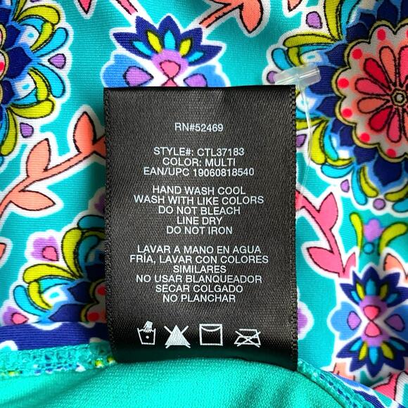 NEW CATALINA Floral Mandala Colorful One Piece Strappy Swimsuit Size M 8-10 - Picture 7 of 10